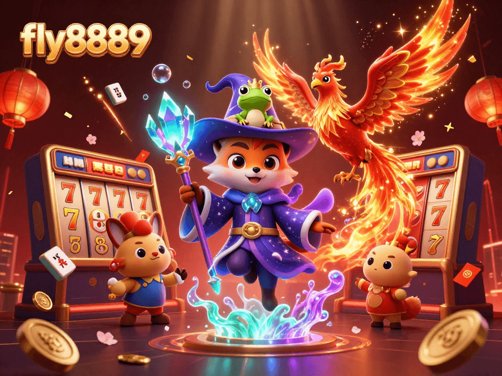 Experience thrilling gameplay at fly8889 with captivating casino characters and elements.