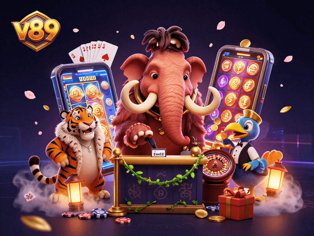 v89 menawarkan pengalaman slot dengan bonus menarik dan akses cepat, dipandu pemandu bouncer kasino berkarakter