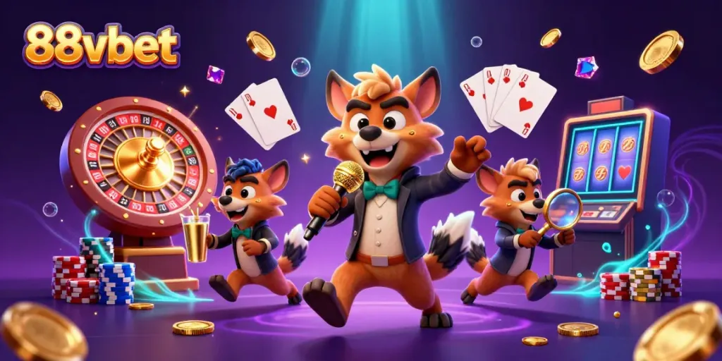Experience the vibrant world of 88vbet with lively hyenas in a casino, showcasing thrilling betting action.