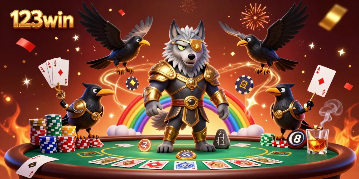 Join the fun at 123win with dynamic casino gameplay featuring Odin and his ravens in a vibrant 3D scene.