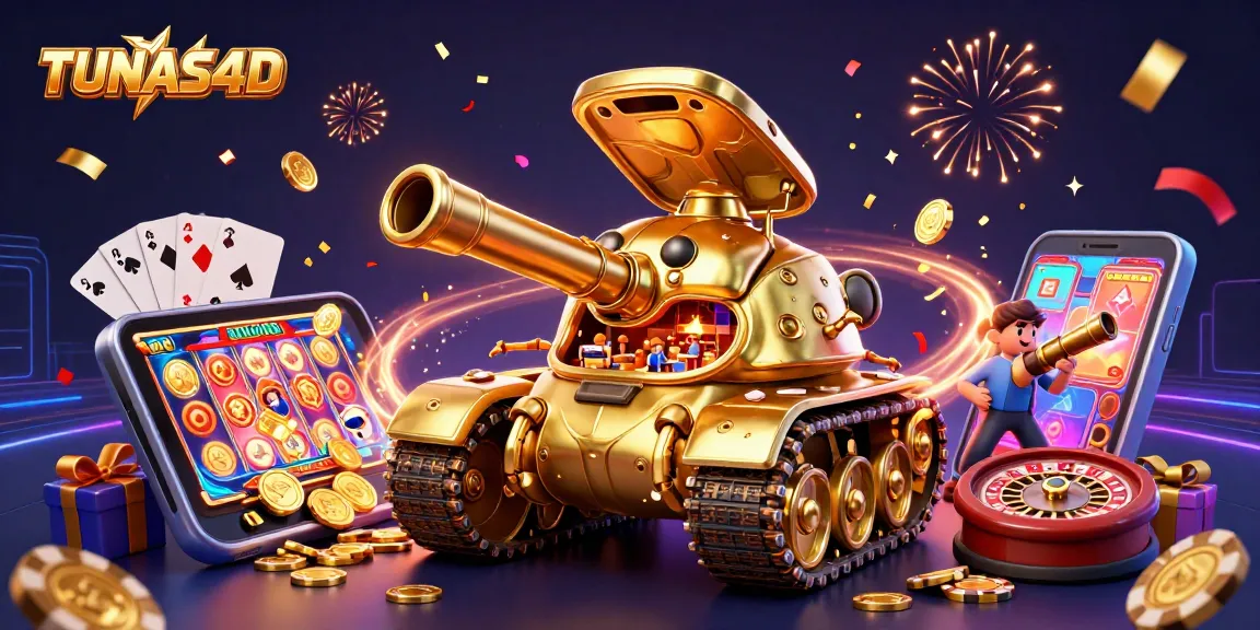 TUNAS4D offers a vibrant and festive casino experience with golden elements and exciting gaming features.