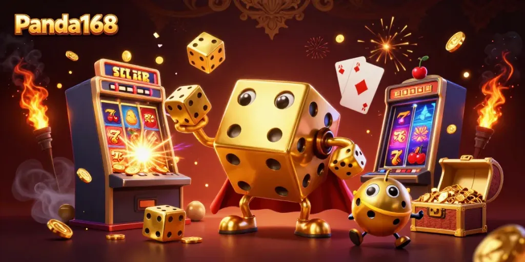 Panda168 memberikan pengalaman bermain judi dengan dadu emas raksasa dan mesin slot penuh uang