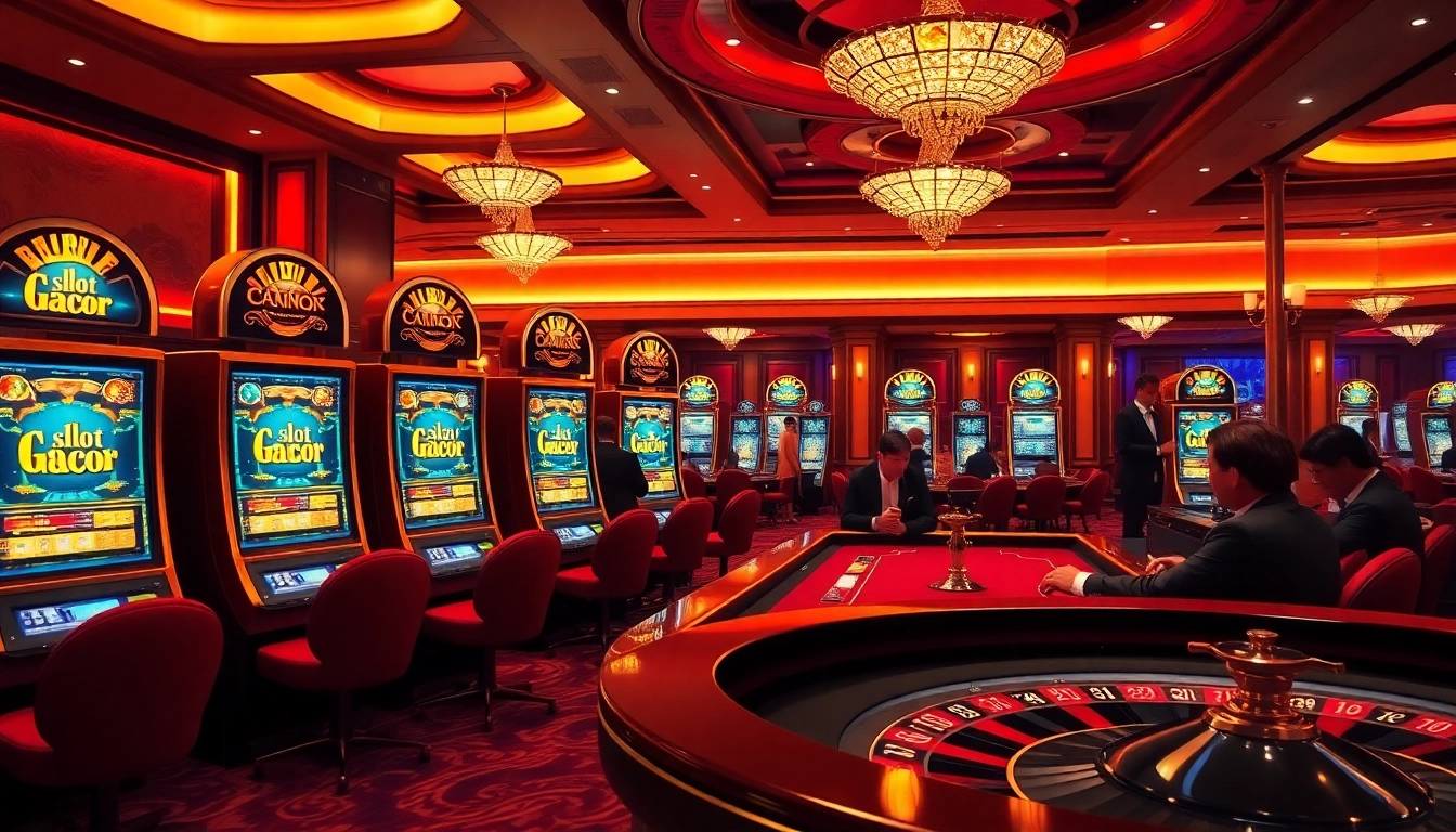 Exciting gameplay at slot online gacor machines with vibrant visuals and luxurious ambiance.