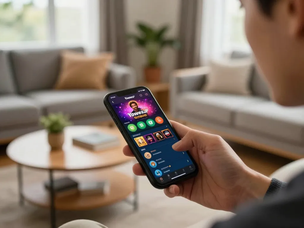 Experience quick access to Yowes JP online gaming with a player strategizing on their smartphone.