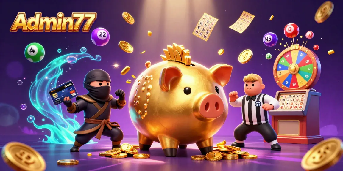 Experience big wins with Admin77, featuring a vibrant gaming scene full of lively elements.