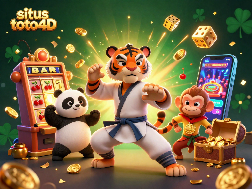 Memenangkan taruhan di situs toto 4D dengan antusiasme, simbol keberuntungan, dan keseruan bermain slot.
