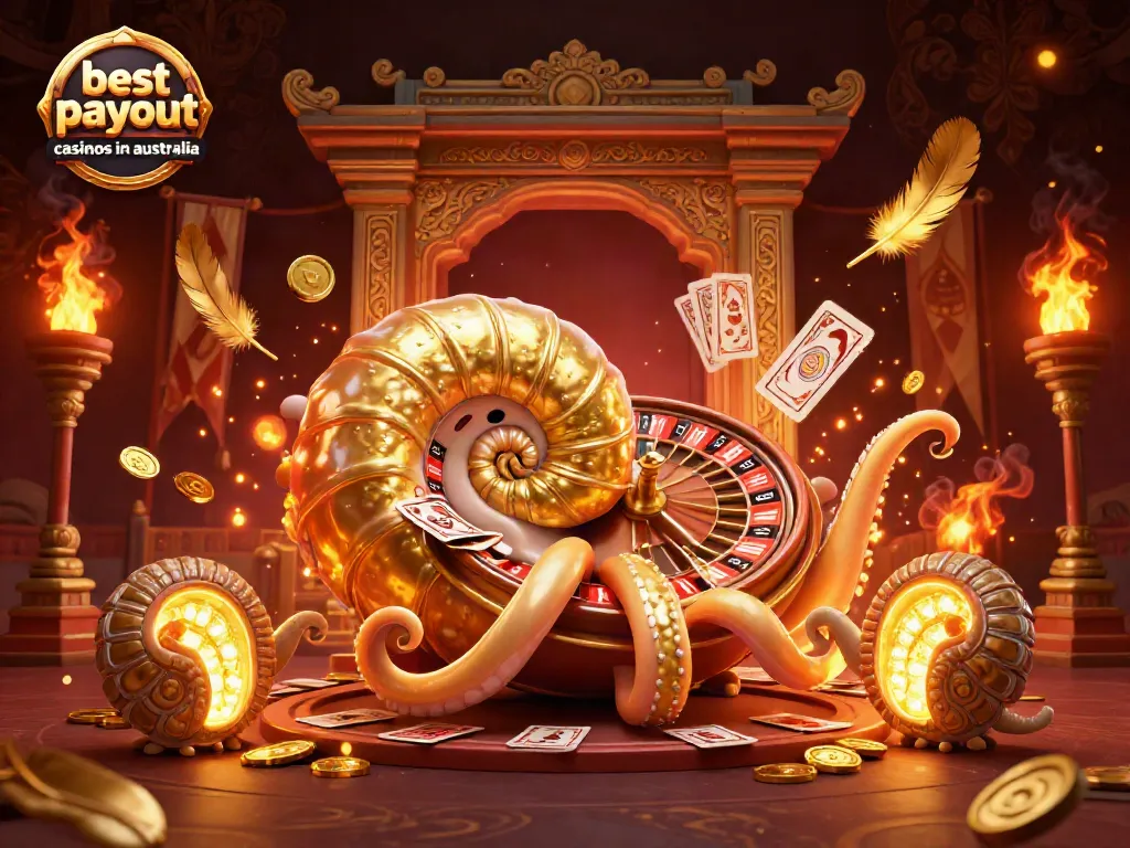 Experience the thrill at the best payout casinos in Australia with this vibrant, dynamic 3D art.
