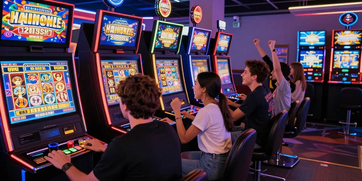 Slot Gacor saat permainan kasino dengan pemain merayakan kemenangan.