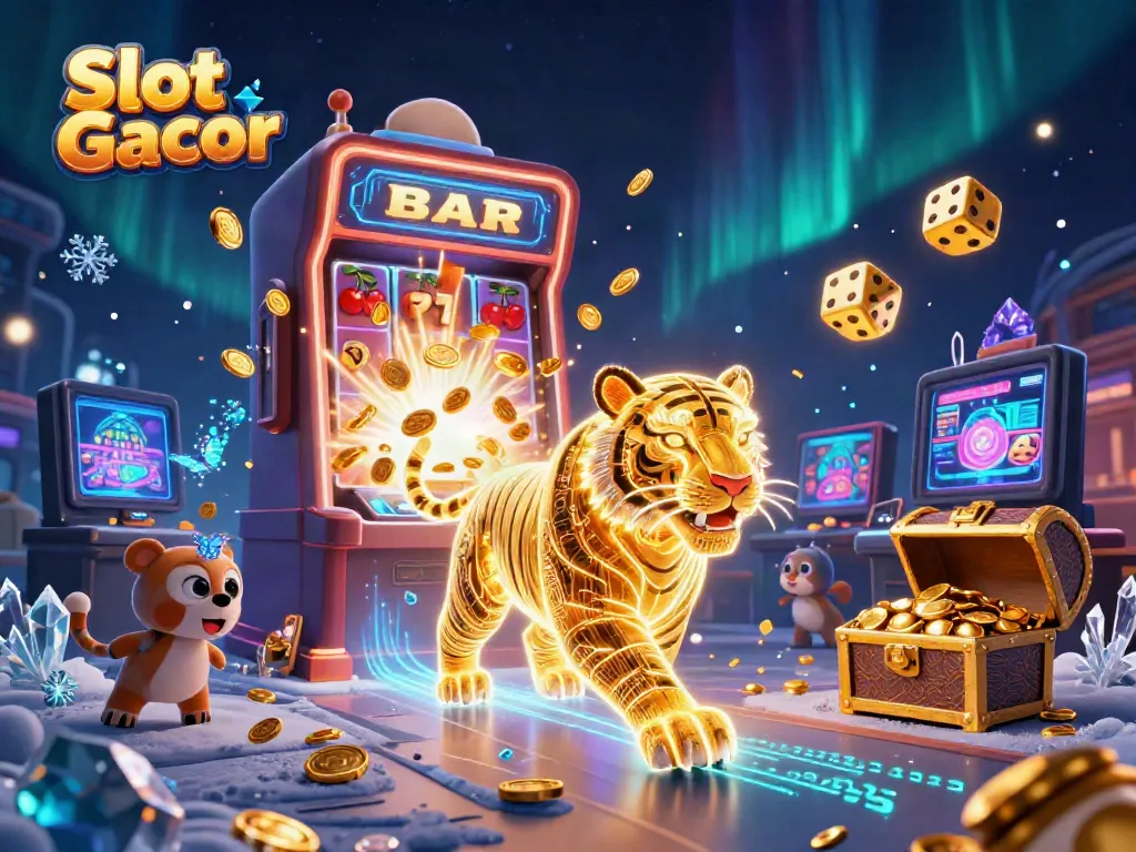 Experience Slot Gacor excitement with vibrant 3D characters in a dynamic casino setting bursting with action.