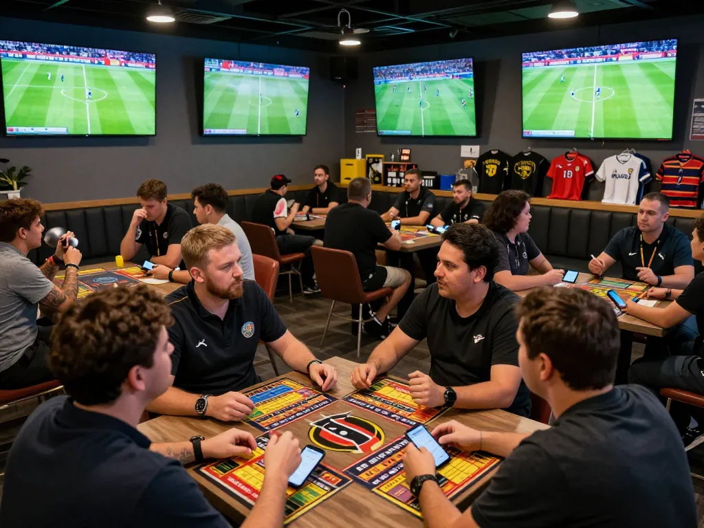 Kết quả bóng đá displayed on screens as avid bettors place wagers in a vibrant sports betting lounge