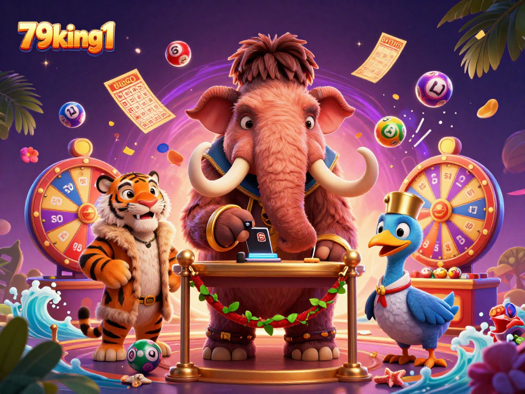 Engage in thrilling actions at 79king1 with a vibrant 3D casino scene featuring exciting games and characters.