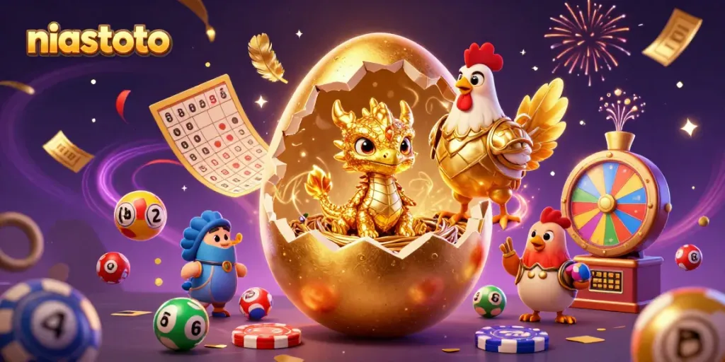 Permainan menyenangkan di NIASTOTO dengan naga emas dan chip poker di tengah aksi.
