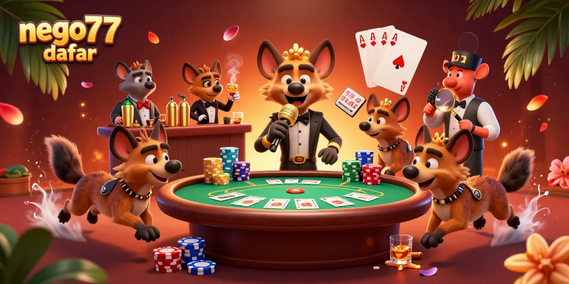Experience the fun at NEGO77 daftar with dynamic hyenas in a casino setting.