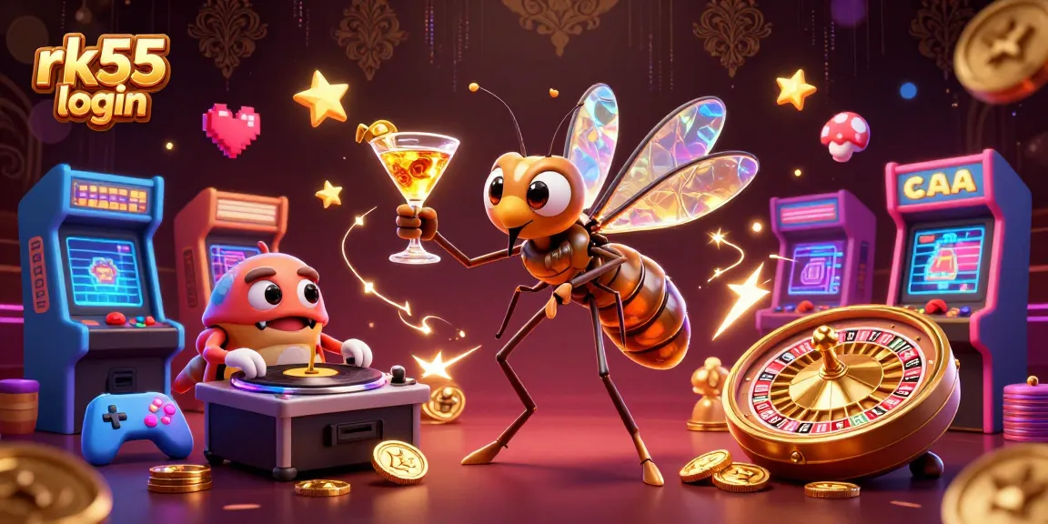 Experience seamless rk55 login with engaging casino elements in a vibrant digital scene.