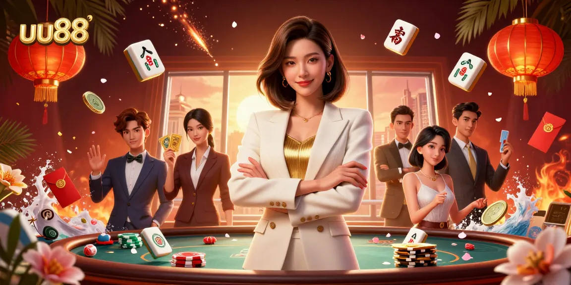 Engage in thrilling gameplay at uu88 while enjoying an elegant Asian casino setting with dynamic elements.