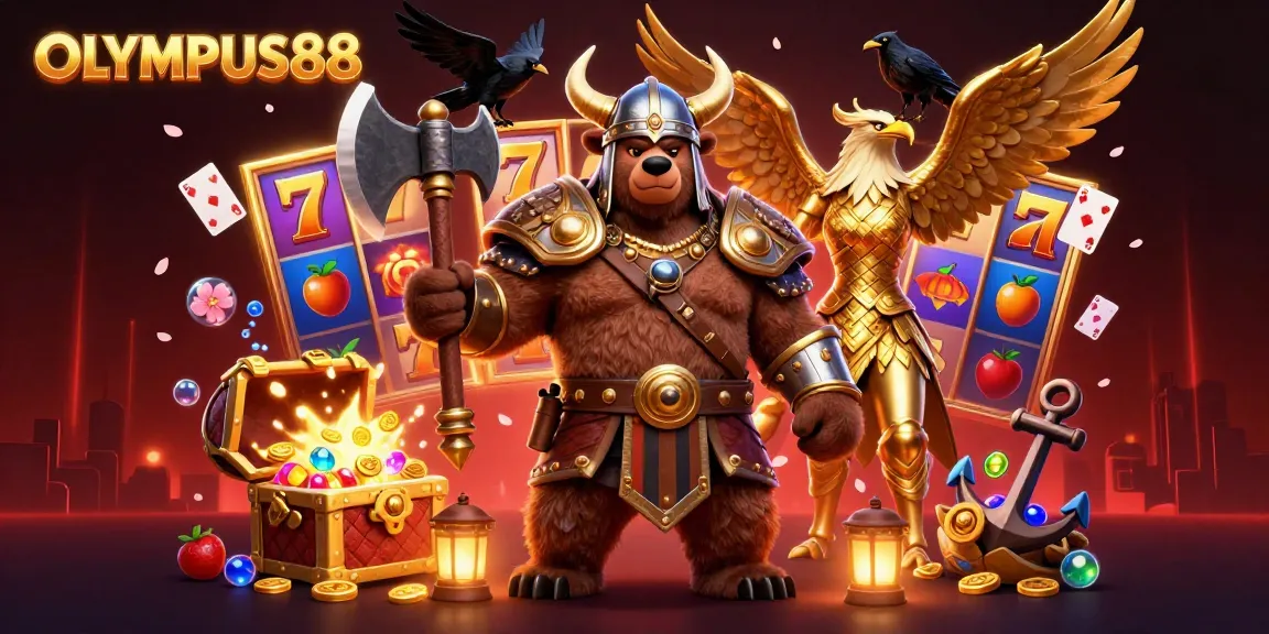 Experience thrilling games with OLYMPUS88's vibrant slot reels and dynamic jackpot excitement.