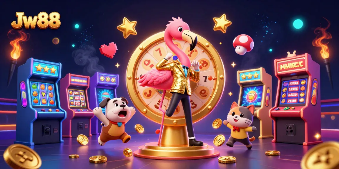 Spin the Jw88 prize wheel with excitement and vibrant casino elements all around!