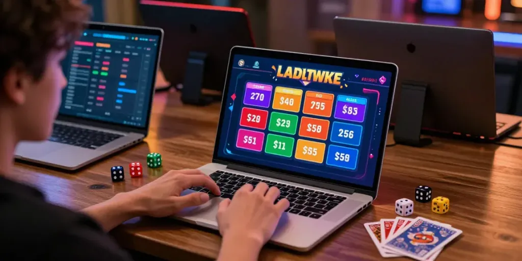 Pengguna ratutogel memainkan platform togel digital dengan suasana penuh semangat.