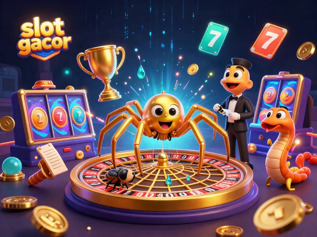 Experience thrilling slot gacor action with our vibrant casino scene featuring dynamic characters and game elements.