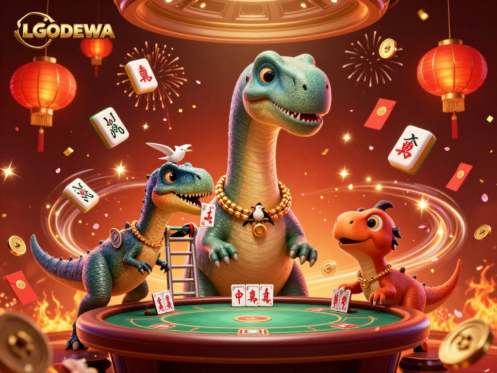 Engage with LGODEWA's thrilling casino scene featuring vibrant characters and lively elements.