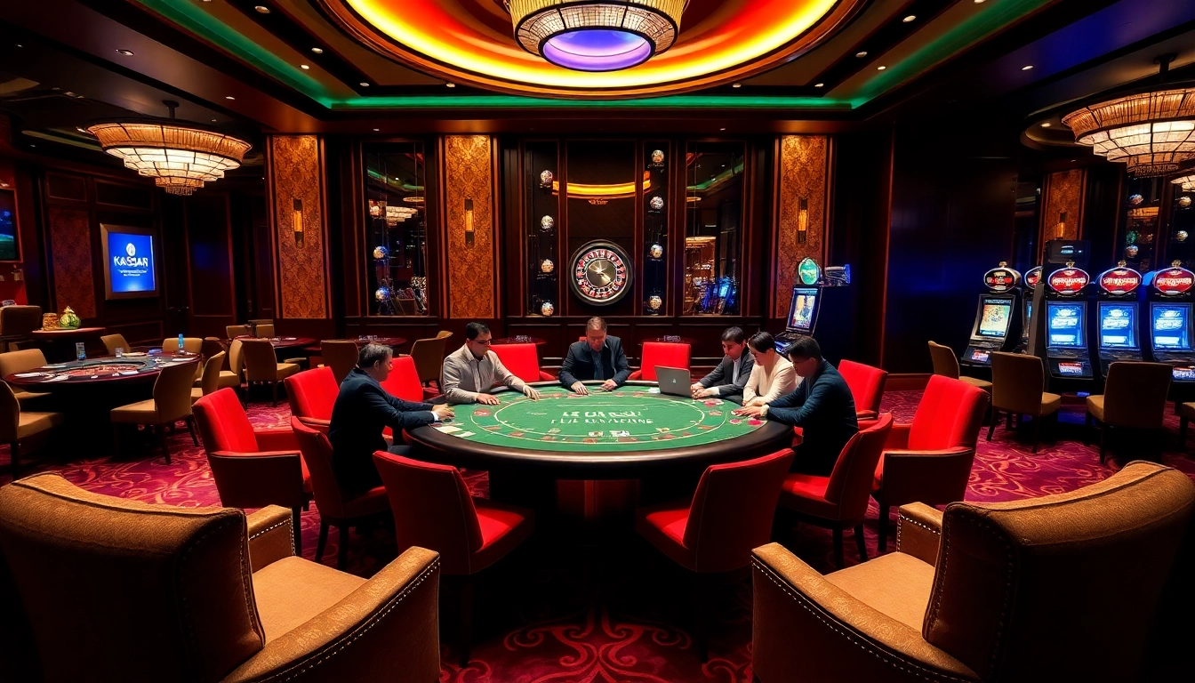 Kaisar888 players enjoying a luxurious gaming experience at a high-end casino table.