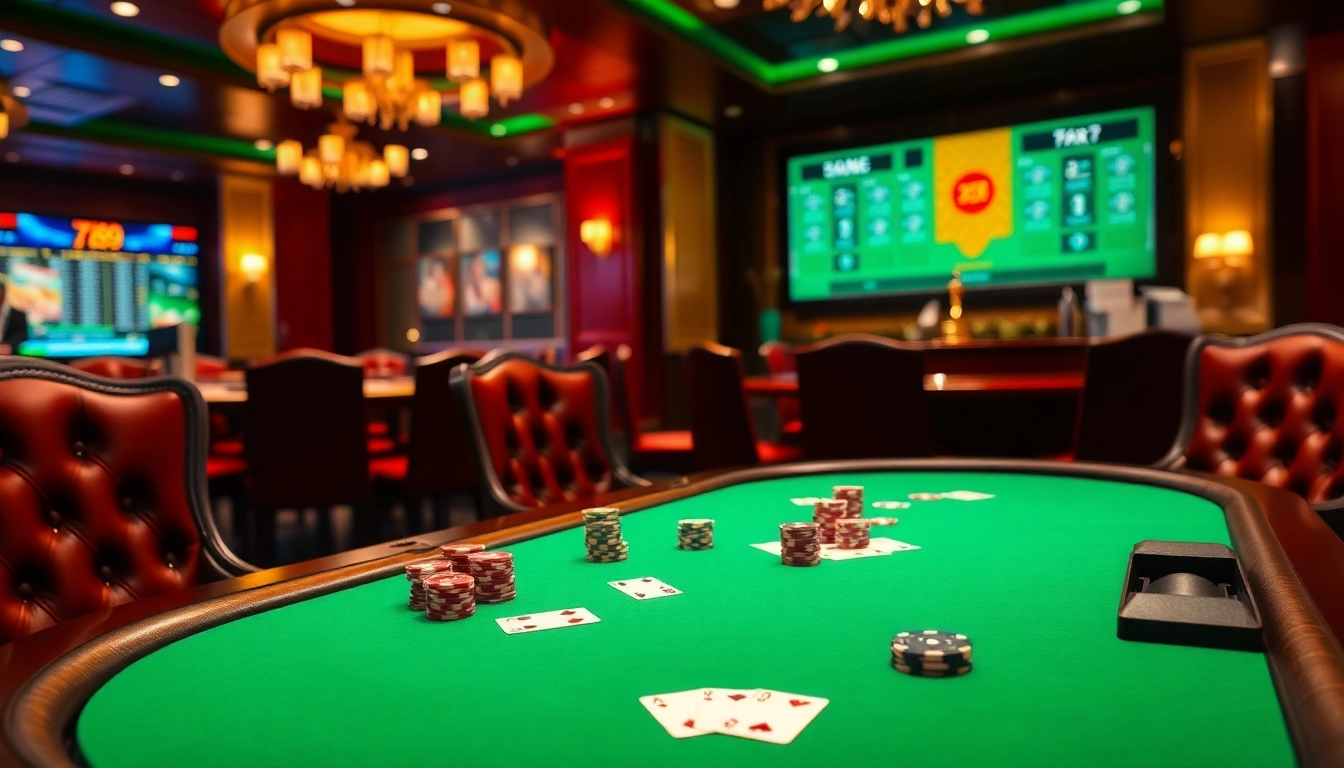 Engaging poker scene at 789BET with chips and cards, exuding luxury and excitement.