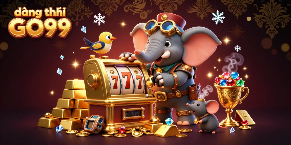 Spin the golden slot machine at đăng ký GO99 with unique steampunk characters and sparkling treasures.