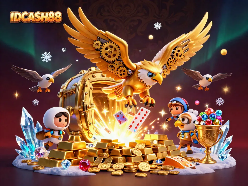 Experience thrilling wins at IDCASH88 with an electrifying 3D casino scene bursting with treasures.