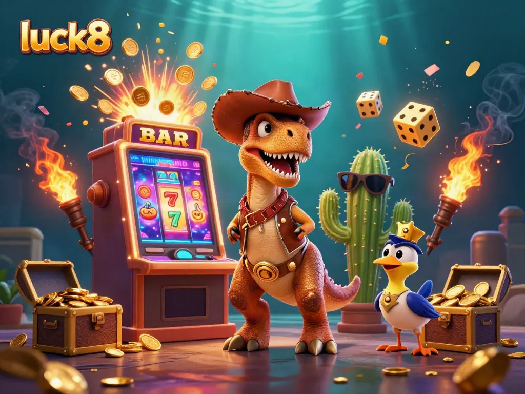 Experience winning moments at luck8 with a dynamic casino scene bursting with action and excitement.