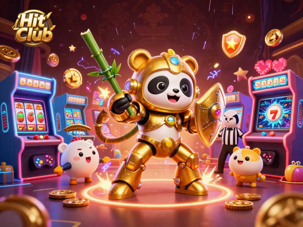 Hit Club casino promotional illustration showcasing dynamic characters and vibrant gaming elements in an energetic setting.