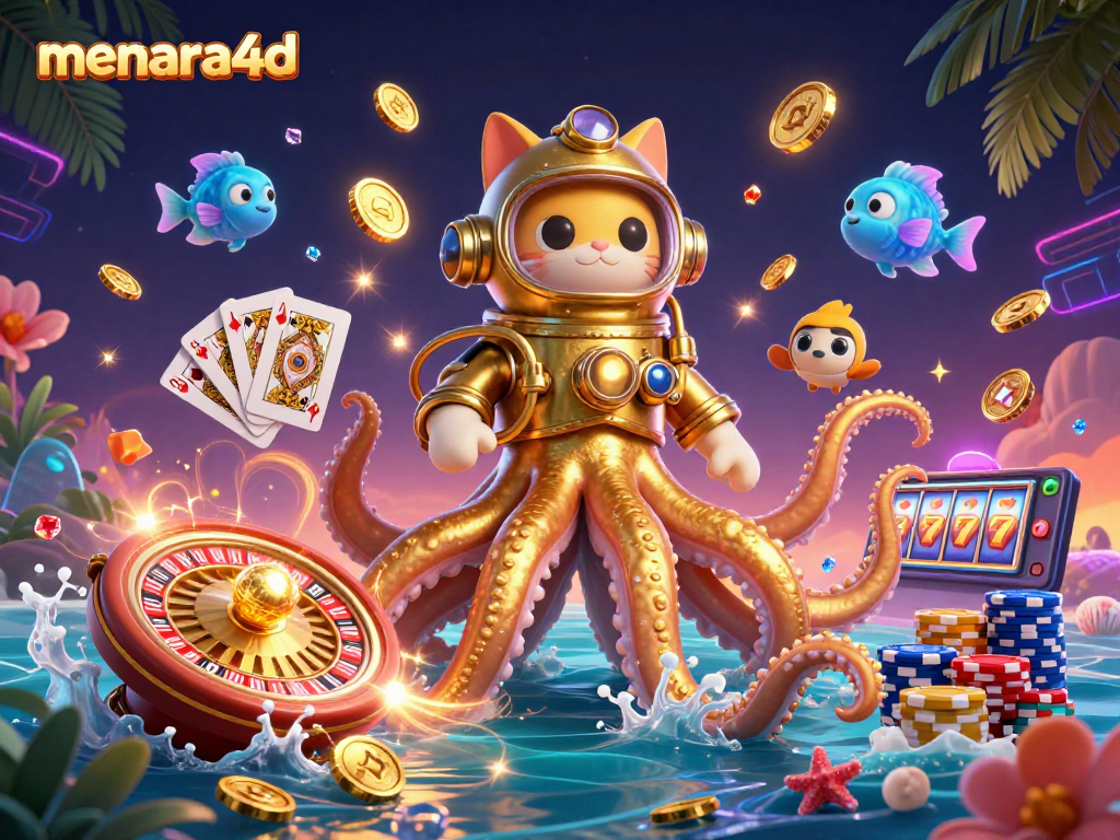 menara4d meraih jackpot dengan kraken besar dan cat penyelam yang beruntung.