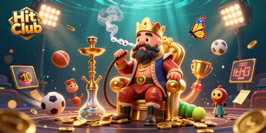 Hit Club showcases a vibrant 3D illustration of a caterpillar hookah-master in a dynamic casino scene.