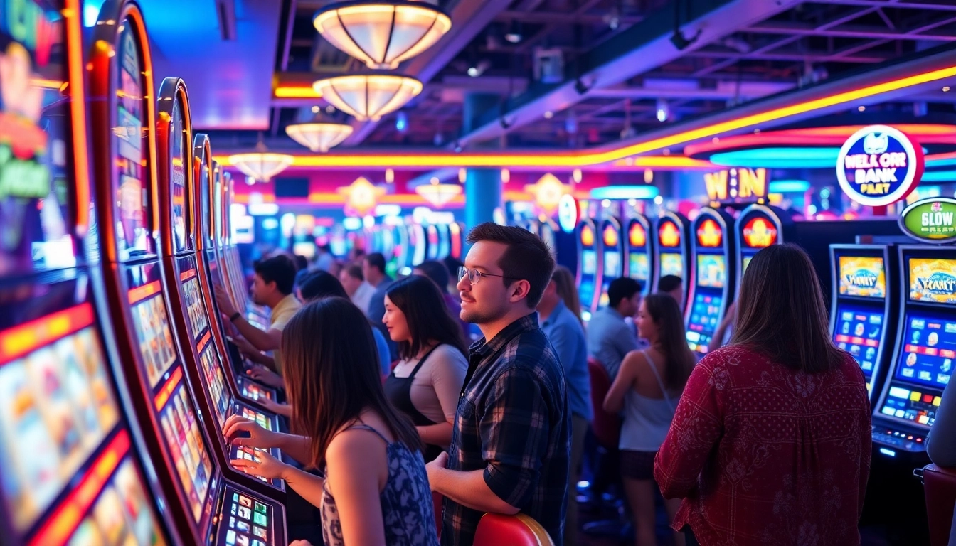 Keasyikan bermain situs slot gacor di kasino dengan mesin slot yang berwarna-warni.