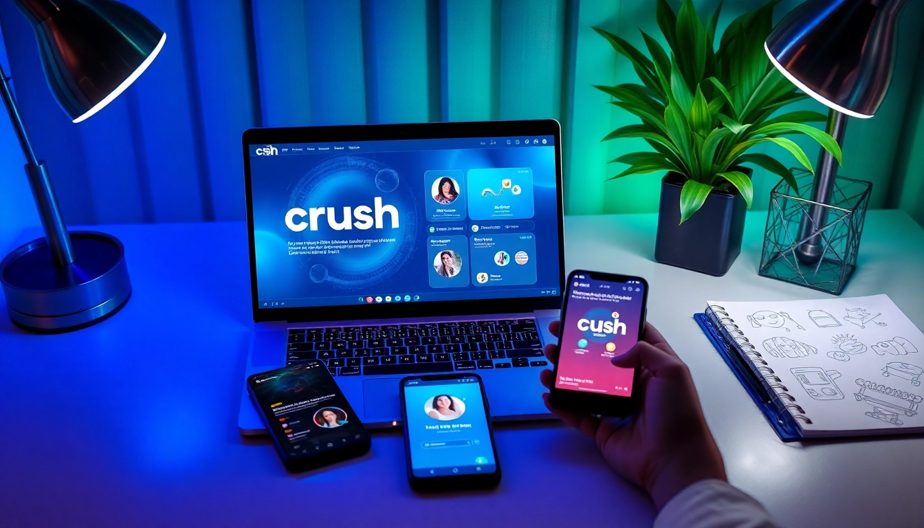 Crush AI app showcased on a modern workspace, symbolizing innovative companionship.