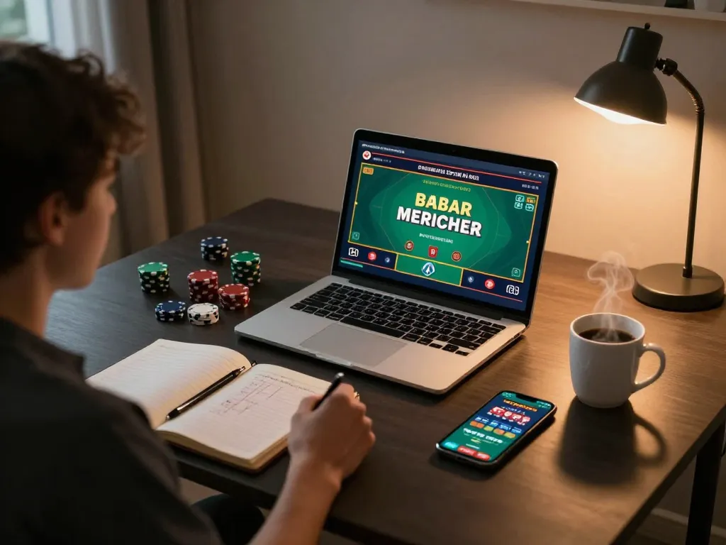 Engaging in online gambling at https://gg88se.com/ while managing cards and notes for strategic gameplay