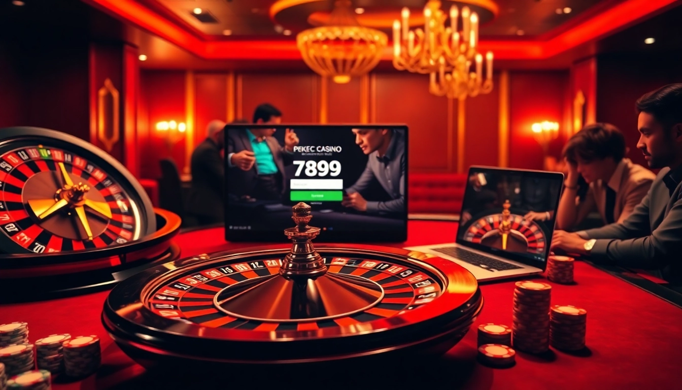 Experience the thrill of gambling with an exciting 789f đăng nhập scene featuring roulette and poker.