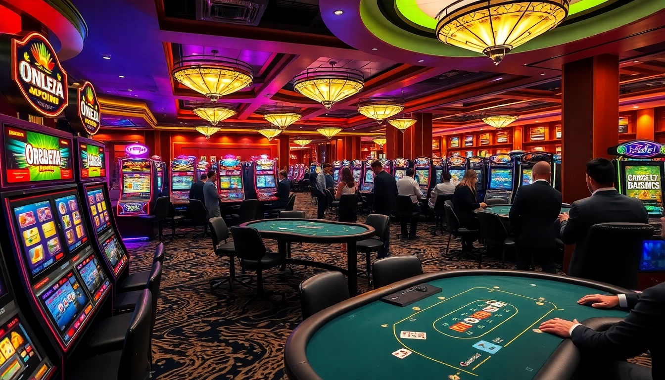 Menangkan permainan ondel4d di kasino dengan suasana yang meriah dan mesin slot berwarna-warni.