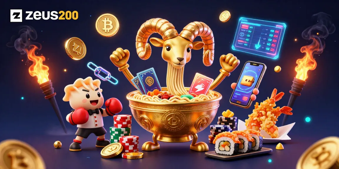 Gambaran zeus200 yang menampilkan karakter unik dalam ilustrasi kasino digital yang energik.