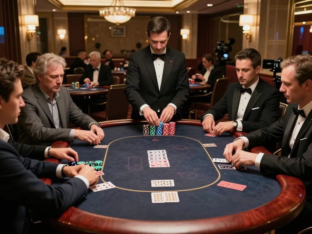 Players engage in a strategic poker game at cm88's upscale casino venue.