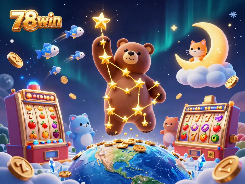 Engage in thrilling gameplay with 78win in this vibrant casino-inspired 3D illustration.
