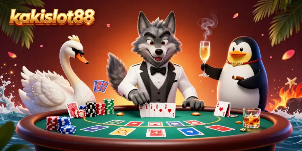 Bermain di kakislot88 dengan karakter ikonik dalam ilustrasi kasino 3D yang menakjubkan.
