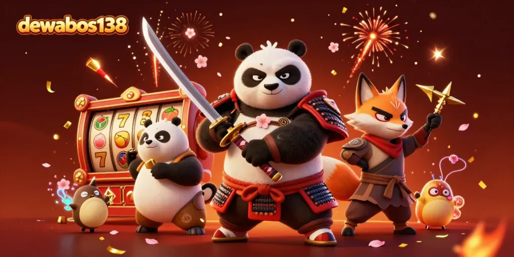 Memutar gulungan slot di dewabos138 saat samurai panda dan ninja rubah beraksi.