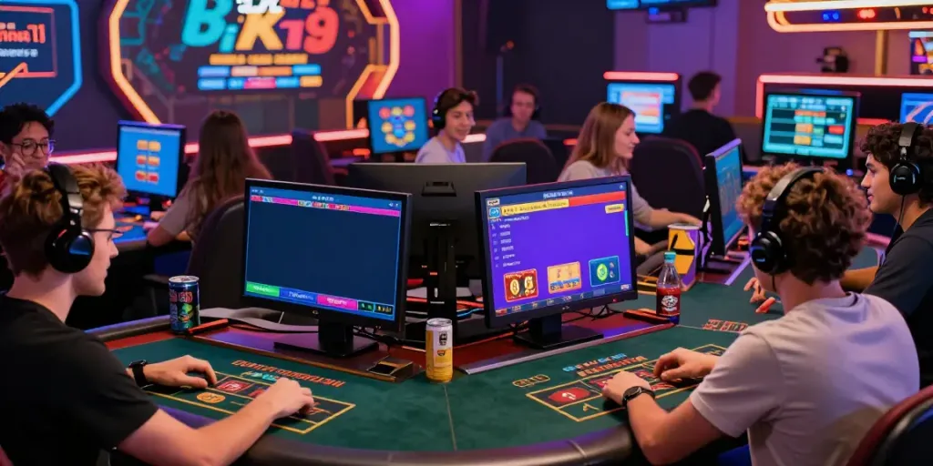 Exciting gaming atmosphere at nhà cái h19 featuring players engaged in interactive casino games.