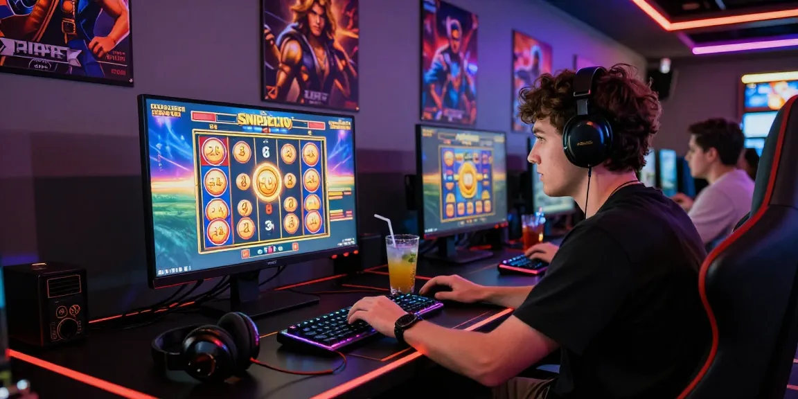 Pengalaman bermain sniperslot di kasino online dengan pemain fokus dan aksesoris gaming.