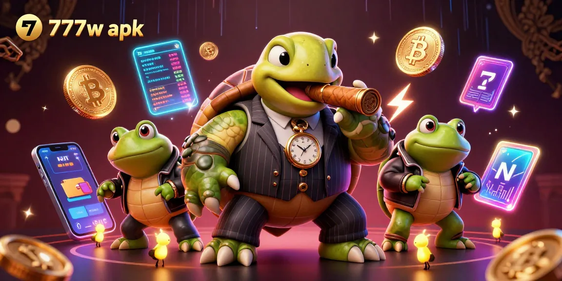 Experience the thrill of gaming with the 7777w apk in this vibrant 3D casino scene.