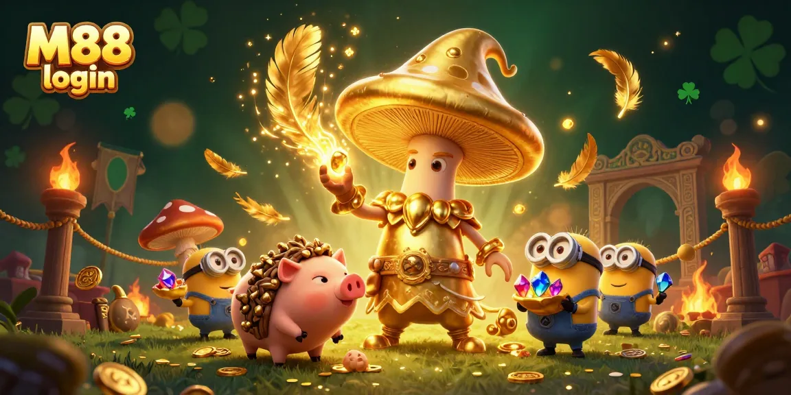 Experience M88 login with vibrant casino elements and characters illuminating the gaming scene.
