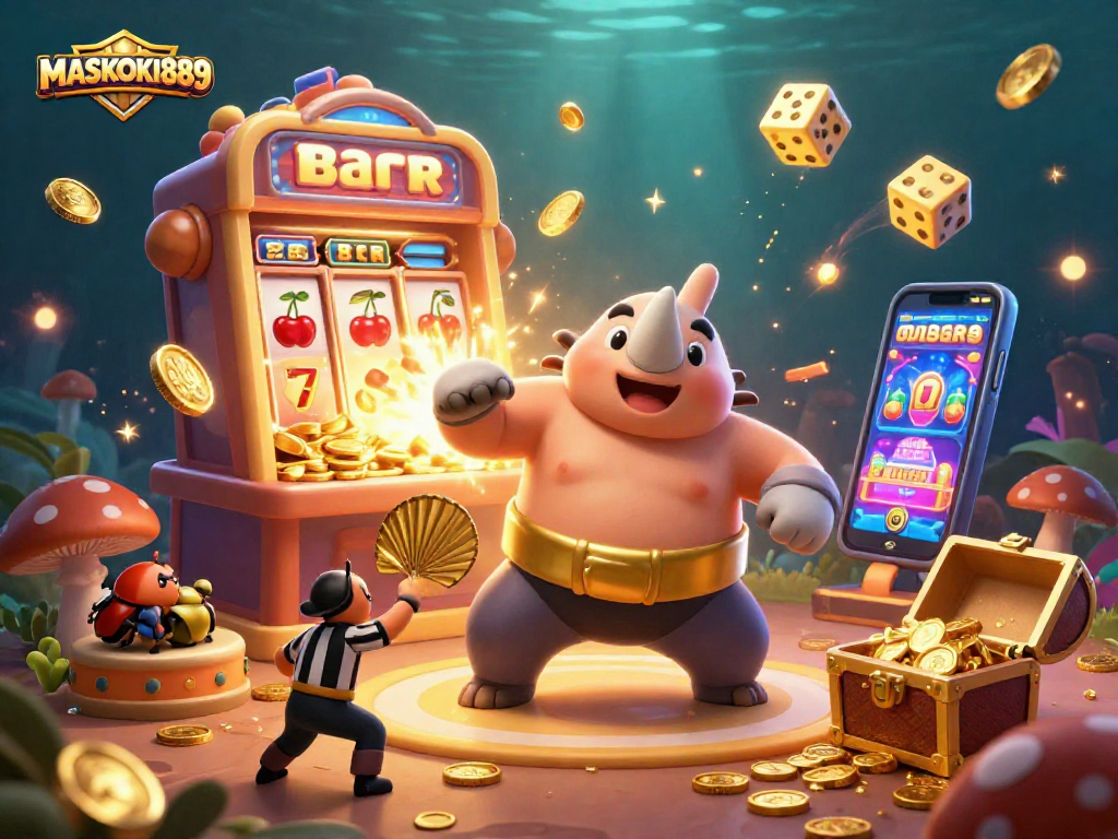 Play at MASKOKI889 for thrilling casino adventures with golden coins and jackpot excitement!