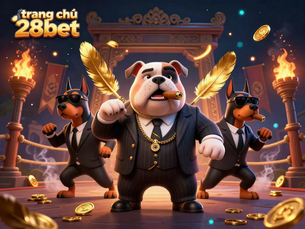 Experience excitement at trang chủ 28bet with a mafia bulldog in a rich 3D casino scene.