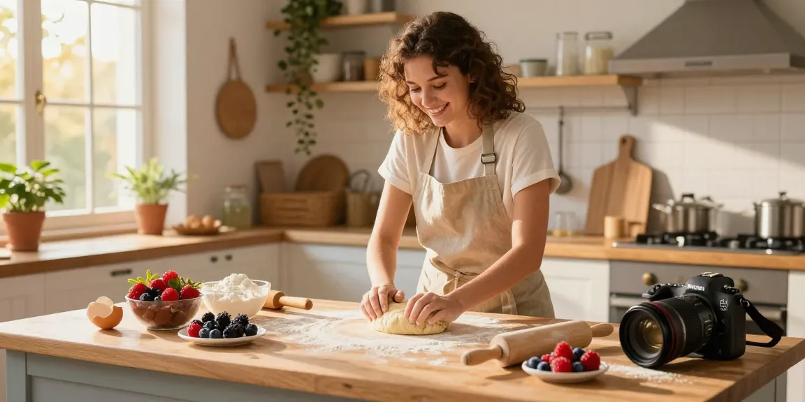 Home baker joyfully preparing dough at www.torinobaking.com.