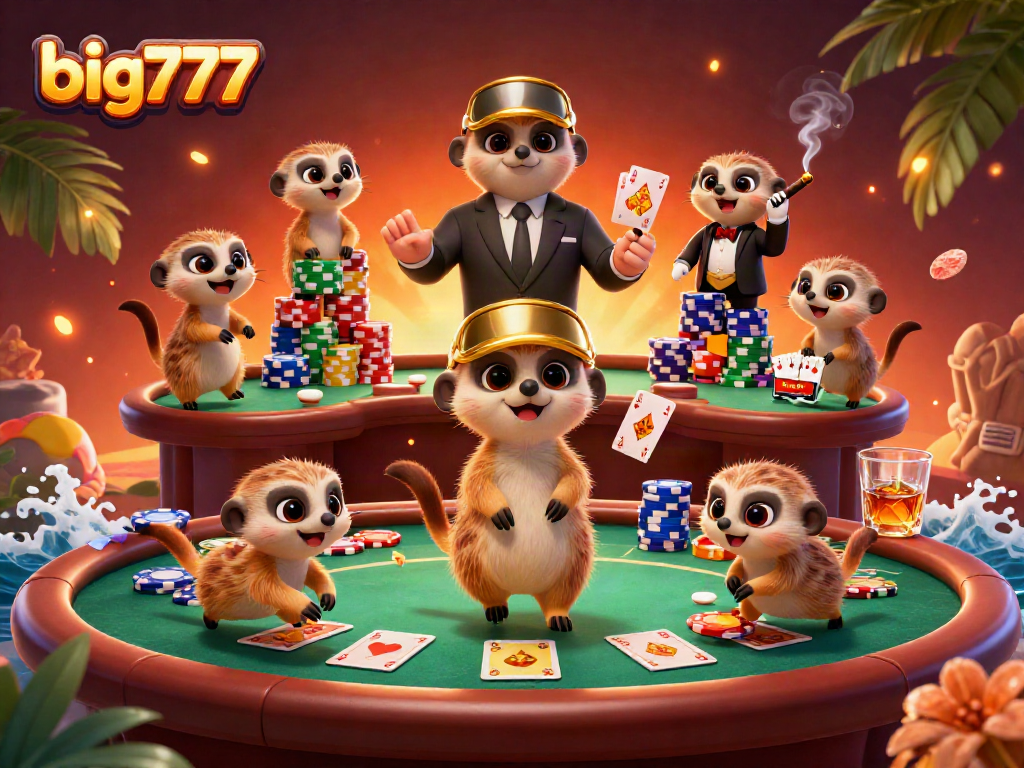 Merekat big777 menikmati permainan kasino dengan chip, kartu, dan suasana yang ramai.